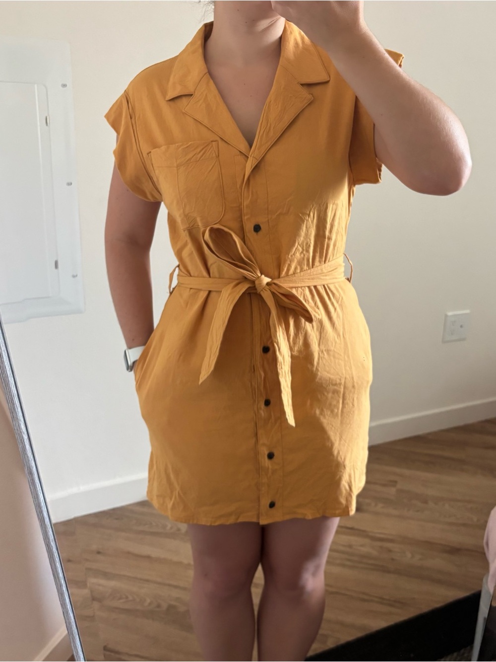 Rag & Bone Helena Short Shirt Dress cap sleeve belted size 2 XS Small Putty